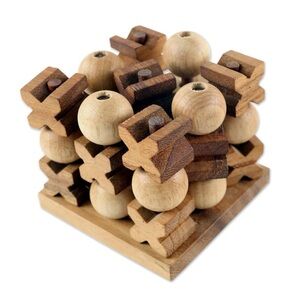 3D Tic Tac Toe Game- Natural Tan/Brown